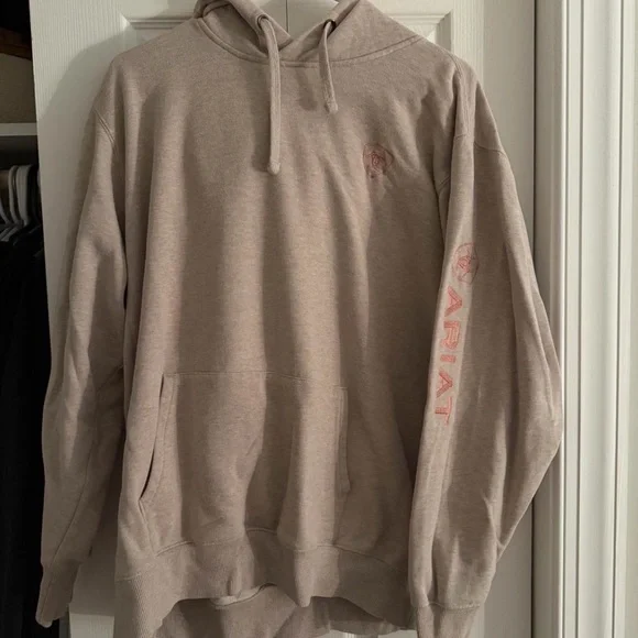 Ariat Beige Hoodie with pink Accents - Picture 1 of 2